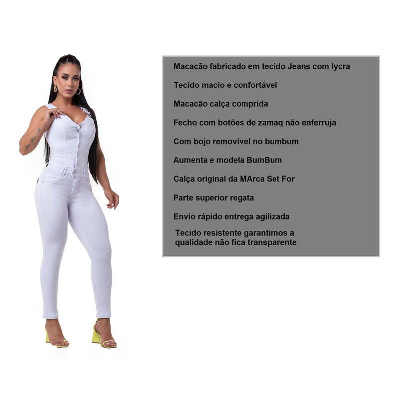 Macacão Longo Jeans Lycra Bojo Bumbum Set For Original - grupobolder